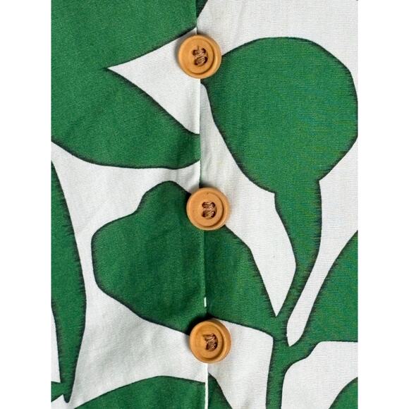 NWT Zara Floral Printed Midi Shirt Dress Women's L Cotton Green White Tropical - Picture 7 of 12